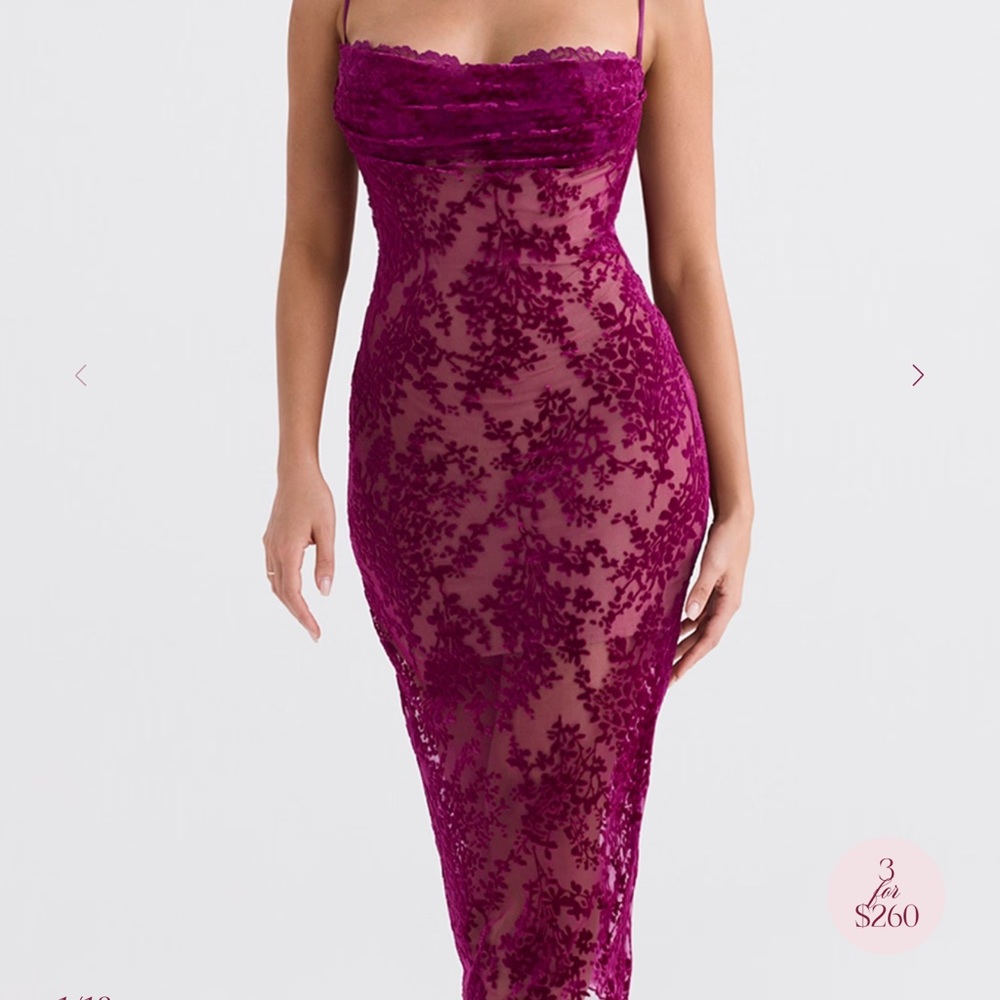 House of CB Fuchsia Lace Midi Dress